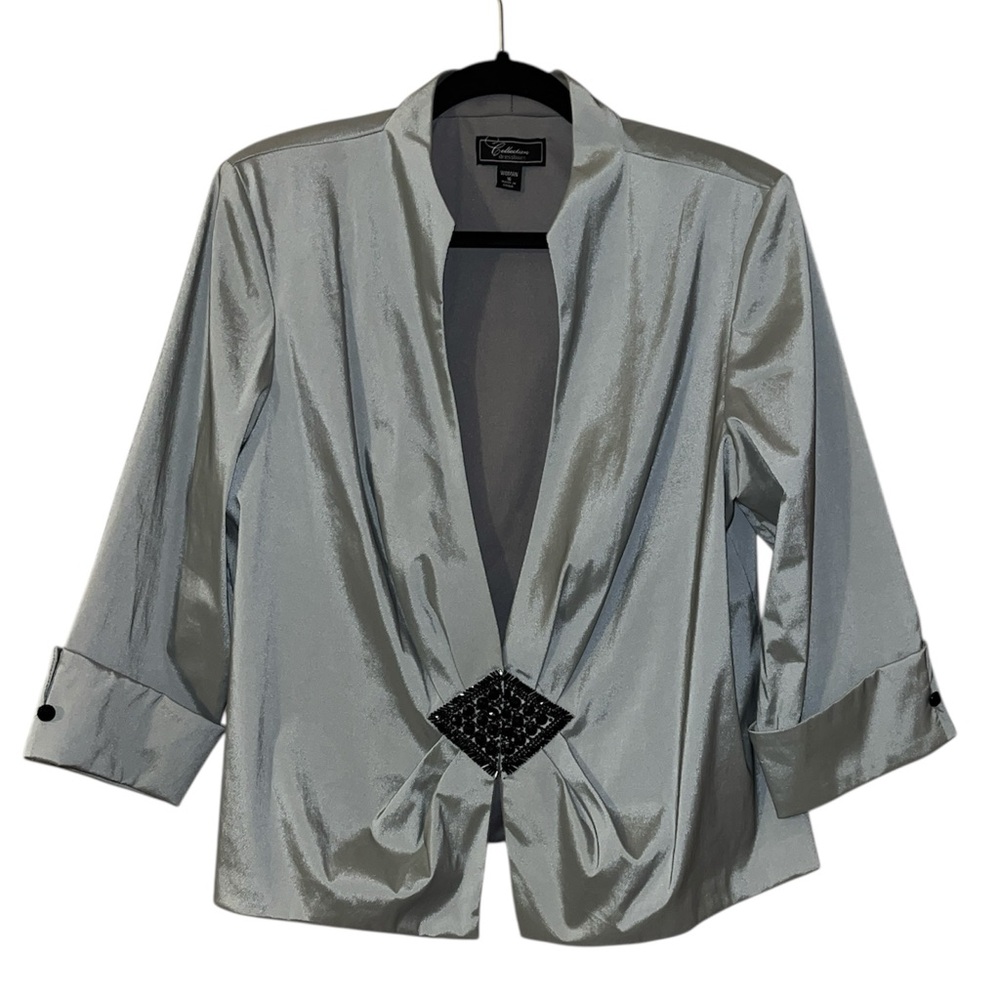 Vintage 80’s style blazer silver black sequins size 17 shoulder pads dress barn
